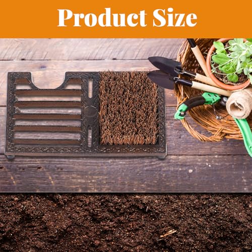 Cast Iron Boot Scraper Brush, Heavy Duty Outdoor Boot Scrubber | Angled bristle boot brush for porch, patio, garden, garage, entryway, or mudroom use