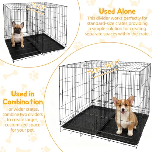 Dog Crate Divider Panel 2-Pack, 20.5" H Kennel Divider | Adjusts 15.7"-30.7" Width, Fits 30"-36" Wire Cages, Rust-Resistant Metal Structure, Potty Training for Puppies - size: 20.47"H