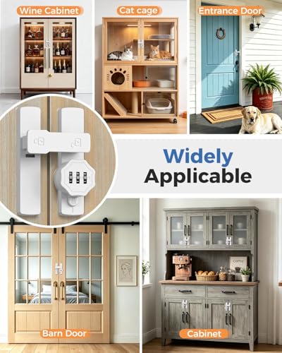 Flip 90/180 Degree Sliding Barn Door Lock Latch, White | Keyless 3-Digit Combination Latch Lock for Shed, Closet, Cabinet, Bedroom, Cupboard, Screen, Sliding/Swinging Door - color: White-1 Pc
