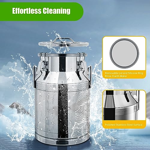 Stainless Steel Sealed Milk Barrel，30L/7.92Gallon Large Milk Bucket Wine Can Pail Tote Tank with Sealed Lid & Handle for Milk Wine Oil Liquid Tranport Storage Container - size: 1013.8 Ounces