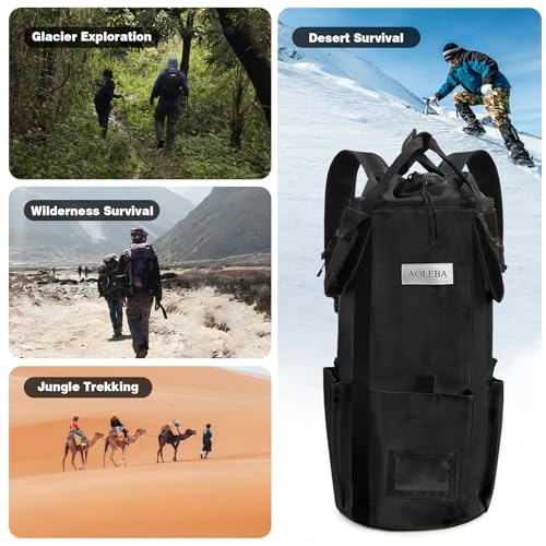 AOLEBA Arborist Rope Storage Bag Tree Climbing Rock Rope Bucket Backpack Rope Storage Bag Large Capacity 1680D Thicken Nylon Material with Hand Straps, Side Pockets - color: Black