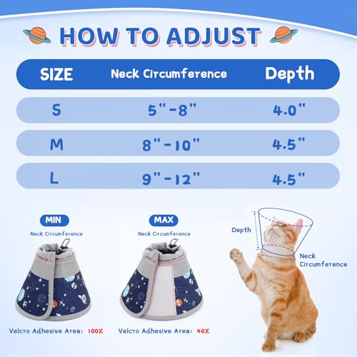 Cat Cone Collar Soft to Stop Licking, Adjustable, Foldable Lightweight Kitten Cones After Surgery Recovery for Cats & Kittens, Cat Cone Alternative, Easy Eating (Grey, S) - color: Grey, size: S