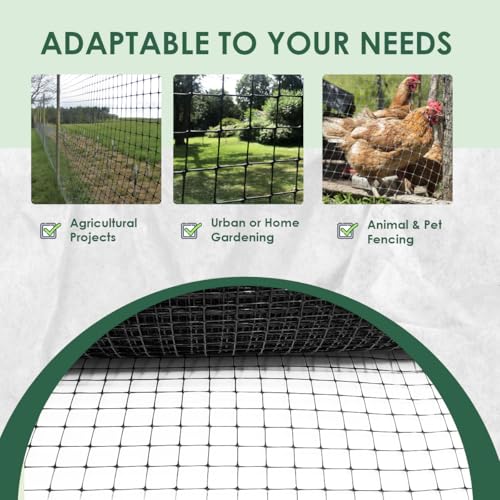 OldMacDonald Deer and Animal Fence Barrier Netting (55gr/sq m.) 7.5' x 330' (2.3m x 100m) (mesh 19x19mm) - Folded for Shipping - size: 7.5' x 330' (2.3m x 100m) (mesh 19x19mm)