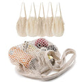 5 pack Cotton String Shopping Bags Reusable Washable Grocery Mesh Bags Organizer for Grocery Shopping Produce Net Bags with Longhandle for Fruit Vegetable Storage