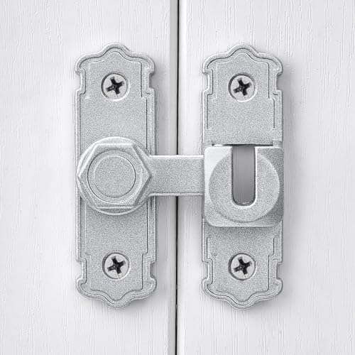 Silvery Aluminum Alloy 90/180 Degree Gate Lock,Barn Door Latches | Flip Gate Latches,Right Angle Door Lock Latch,Sliding Door Latches,for bedroom,garage,window,pet enclosures,drawer,cabinet - color: Silvery