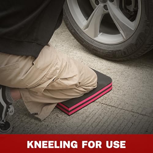 0.9 Inch Thick Foldable Mechanic Kneeling Pad, 23.6 x 15.7 Inches | High-Density PE Foam Knee Cushion with 2 Pockets, Double-Sided Nonslip Surface and Carry Handle for Gardening and Repairs - size: 23.6in Length-1-Fold