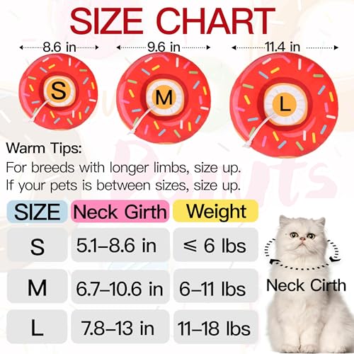 Cat Cone Collar Soft, Cute Cat Donut Collar After Surgery, Adjustable Kitten Recovery Cones to Stop Licking, Lightweight Neck Elizabethan Collars for Cats Kittens (Red, Large) - color: Red, size: Large