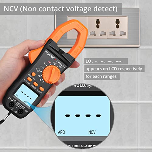 Proster Electrical Test Tool - TRMS Clamp Meter 6000&NCV Voltage Tester Pen | 2-in-1 kit: Clamp Meters(800A AC/DC, NCV, auto-range) + Voltage Tester Pen(Adjustable Sensitivity) For Electrical Tester