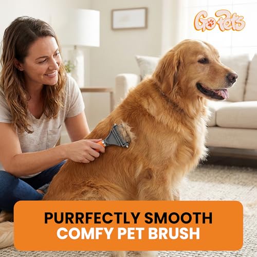 GoPets 2-in-1 Deshedding & Dematting Comb & Grooming Brush for Dogs & Cats | Double-Sided Dog Rake for Shedding, Pet Deshedding Brush, Undercoat Mat Dematting Tool for Long Haired Cats, Grooming Matting - style: 2-Sided Dematting Comb