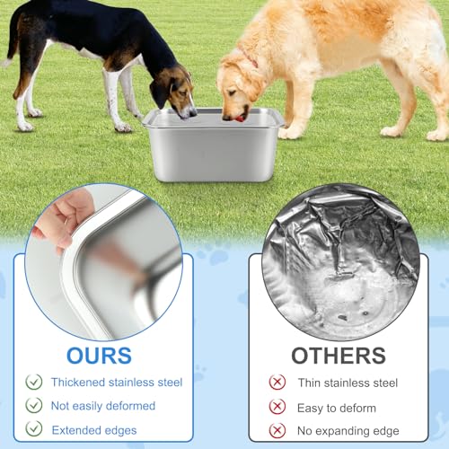 YUEPET 3 Gal Large Stainless Steel Dogs Water Bowl, Outdoor Dog Water Bowl | 3 Gallon Capacity, Food and Water Use, Rounded Corners, Easy-Clean Surface, Raised Edges, XL Dogs & Multi-Dog - size: 3 Gallons
