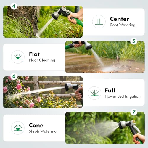 RESTMO Garden Hose Nozzle Heavy Duty, Rear Trigger Water Sprayer, Black | 7 Adjustable Spray Patterns, Durable Metal, Flow Control, Ideal for Plants & Lawns Watering, Cars & Pets Washing - color: Black