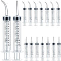 TIHOOD 16PCS 12ml/cc Plastic Syringes Set, Syringe with Curved Tip and Straight Tip, Disposable Irrigation Syringe Mouthwash Cleaner for Oral Care, Animal Feeding, with Measurement