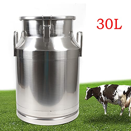 0.04 inch Thickened Stainless Steel Milk Can Large Liquid Container Storage,Stainless Steel Milk Bucket With Sealing Lid and Carry Handle,for Wine, Oil Storage Transport (30L/8 Gal) - size: 30L/8 Gal