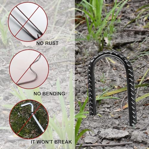 Eurmax USA 8-Pack U-Shape Ground Stakes,Rust-Proof Galvanized Steel Ground Anchors,Commercial Trampoline Stakes for High Winds,Secure Anti-Flip Tie Down for Soccer Goals,Swing Sets,Fences&Playsets - color: Black, style: Arch Head