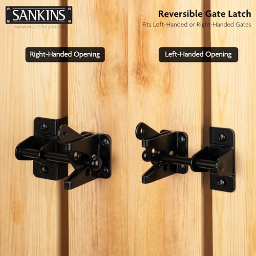 4" Self-Locking Gate Latch for Wooden Fence Gravity Latch, 1pcs | Automatic Heavy Duty Fence Latch, Privacy Door Latches for metal gates, Secure Pool Garden Shed, Black, Normal - size: Normal