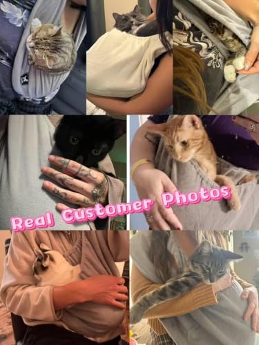 Cat Sling Carrier, Ultra-Soft Polar Fleece, Fits 3-13 lbs, Size M | Elastic One-Piece Metal-Free Pet Cuddle Bag for Indoor Home Use, Warm Cozy Wearable Carrier for Cats and Kittens, Caramel - color: Caramel, size: Medium (Regular)