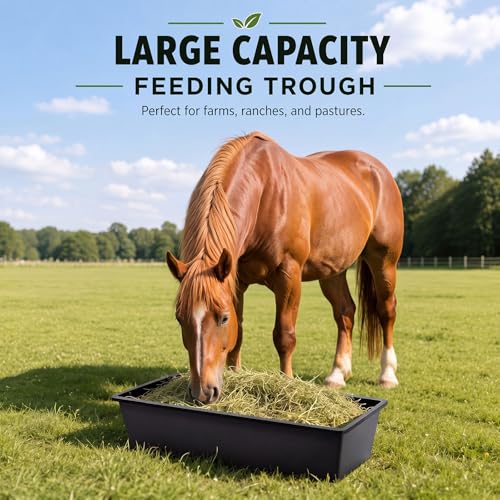 4 Pcs 6.3 Gallon/25 Quart Livestock Water Trough Polypropylene | 29" Long Large Capacity Livestock Feeding Trough for Calves Pig Sheep Horses Alpacas and Goats Farm Animal Feeding - color: Black, size: 6.3 Gallon/25 Quart