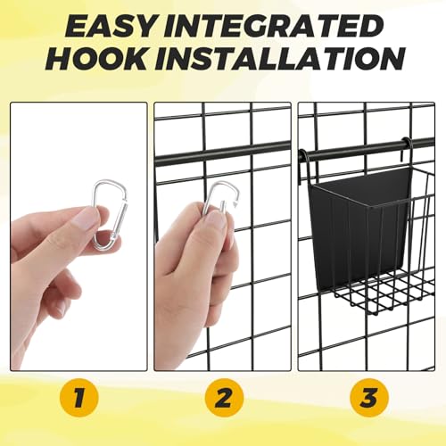 3-Pack Rabbit Hay Feeder, Metal Bunny Hay Rack with Hanging Hooks, Durable Iron Hay Feeder for Rabbit, Guinea Pig & Chinchilla Cages, Black, 6.9" x 4.7" x 6.7"