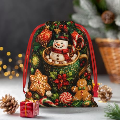 KzgtY Christmas Gingerbread Man 2PCS Gift Bags with Drawstring, 16 x 12 Inch Reusable Present Sacks for Christmas,Brithday, Holidays,Parties & Gift Packaging - color: Christmas Gingerbread Man
