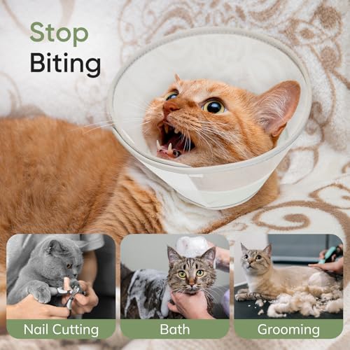 Supet Soft Cat Cone Collar to Stop Licking, Breathable Mesh Cone with Waterproof Liner Recovery Collar, for Kitten, Comfortable Elizabethan Alternative for Spay Neuter Grooming (S) - color: Light Grey, size: S