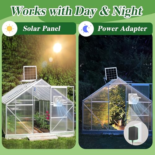 Solar Exhaust Fan, 25W Solar Panel + 8" Ventilation Vent Fan, with Power Adapter, Anti-backflow Valve, High Speed Solar Powered Exhaust Fan for Shed, Chicken Coop, Greenhouse, Dog House (White) - color: White, size: 8 Inch