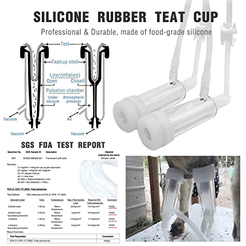6L Goat Milking Machine, Hantop Rechargeable Pulsation Pump Milker (Pro) | Portable Battery Pump, Pulsation System, Speed Adjustable, Auto Stop, SUS304 Stainless Steel Bucket, Food-grade material - color: for Goat, size: Battery Milker 6L