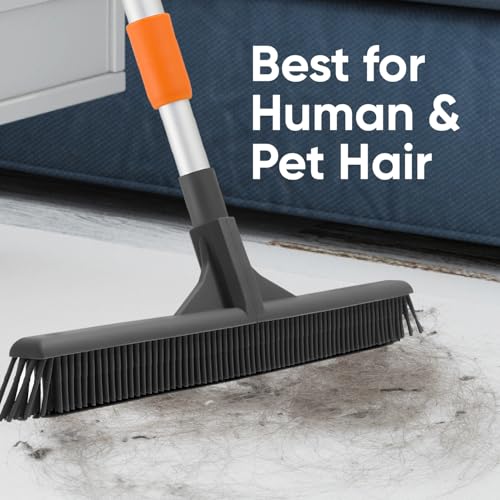 Superio Silicone Broom - Carpet Rake for Hardwood & Carpet, Pet Hair Cleaning - color: Silicone, size: 60"