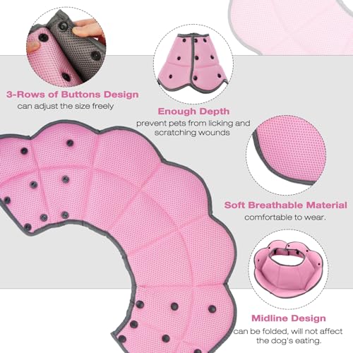 Dog Cone Collar After Surgery,Adjustable Soft Dog Recovery Collar | Stop Licking Wounds,Comfortable Light-Weight Elizabethan Collar for Dogs Anti-Bite Lick Protective Wound,Pink,XL - color: Pink, size: XL(Neck Girth:16.54"-21.65")