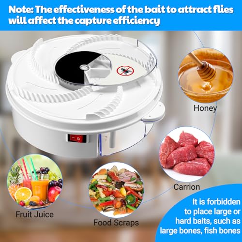 Qualirey Electric Fly Trap Automatic Rotating Insect Catcher,Batteries | Rotating Fly Gnat Trap Mechanism, UV Light Attracts Insects, Chemical-free Reusable for Outdoor Indoor Kitchens Patios - style: Batteries