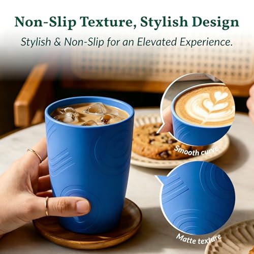 Homienly Cup Sets for Kitchen 12oz Wheat Straw Cups Unbreakable Drinking Cups Set of 6 - Lightweight,Reusable Cups for Kitchen, Outdoor- Blue Sky - color: Ocean, size: 12 Ounces