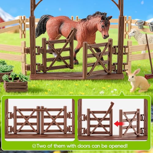 35pcs Farm Animal Figurines Horse Toys Stable Playset Barn Toys for Kids 3+ | Solid, Realistic, Safe, Horse Toys Livestock Diorama Kit for Toddlers Pretend Barnyard Play, Preschool Toy for Boys Girls - style: 35pcs Farm Toy Set