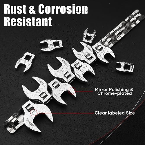 SHALL 3/8" Crows Foot Wrench Set, 11-Piece Metric Crowfoot Wrench Set with Clip-on Organizer, 10-22mm, Tools for Mechanics, Access Fasteners in Tight Spaces - size: 10 - 22 mm