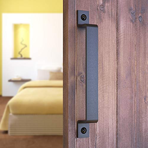 10 Inch Straight Bar Barn Door Handle - Black Cast Iron Pull for Sliding Doors, Gates, Sheds, Fences, Closets - Indoor Outdoor Farmhouse Hardware - size: 10 Inch, style: Straight Bar