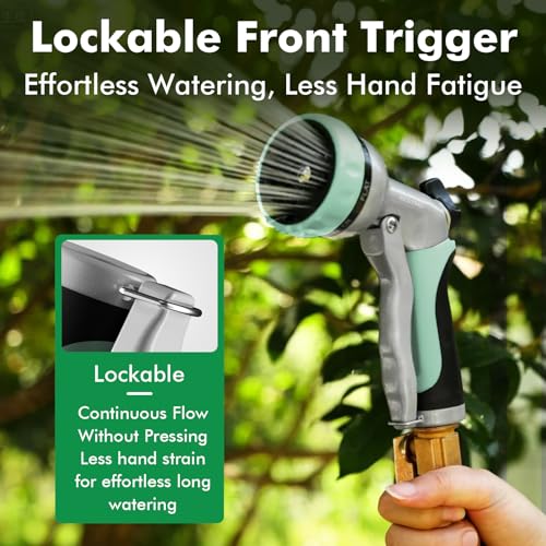RESTMO Garden Hose Nozzle, Heavy Duty Metal Water Hose Nozzle with 7 Adjustable Spray Patterns, High Pressure Hand Sprayer with Flow Control, Best for Watering Plant & Lawn, Washing Car & Pet, Cyan - color: Cyan
