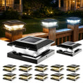 4x4 Solar Post Cap Lights - 12 Pack Fence Deck Post Solar Powered Lights | 3.5x3.5 4x4 Outdoor Postcap Light for Wood/Vinyl Posts, LED Waterproof Patio Porch Posts Lighting, 3 Lighting Modes, Black - size: 12 Pack