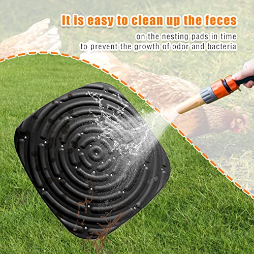 Skimzy Chicken Nesting Box Pads, 12 x 12 in Washable Reusable Nest Box Liners, 6-Pack, Breathable Drainage Design, Black