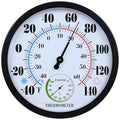 10 Inch Indoor Outdoor Thermometer Hygrometer Combo | Large Dial Analog Temperature Humidity Gauge, Wall Mount Weather Thermometer for Home Patio Greenhouse Garage Room - color: Black