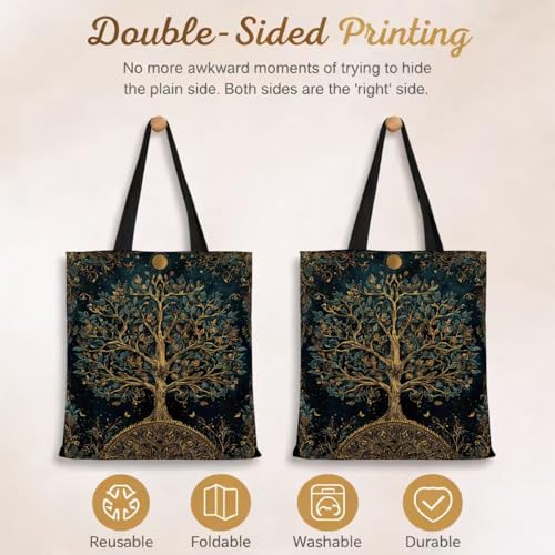 Vintage Floral Canvas Tote Bag, Aesthetic Botanical Reusable Grocery Bags for Women, Elegant Floral Lover Gift Tote - color: Color32
