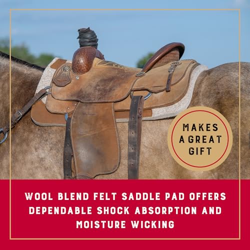 Weaver Equine 33" x 32" Contoured Wool Blend Felt Horse Saddle Pad, Shock Absorbing Western Saddle Pad for Protection, Durable Equine Supplies, ‎Tan - size: 33" L x 32" W - 3/4" Thick