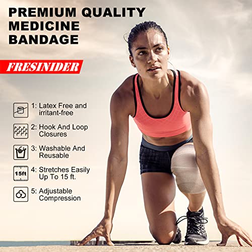 FRESINIDER Premium Elastic Bandage Wrap 6 Inch, 4 Pack, Hook and Loop | Extra-Wide 6-Inch Cotton Compression Wrap for Thigh, Shoulder and Large Leg; Secure Ends for Swelling and Injury Recovery. - color: 4 Pack X 6 Inches