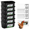 Chicken Feeder Waterer, 6 Pack Duck Feeder Supplies, Hanging Fence Feed Trough with Clips for Goat, Sheeple, Piglet, Gooses, Turkeys, Dog Livestock Poultry, Black - color: 6 pack Black