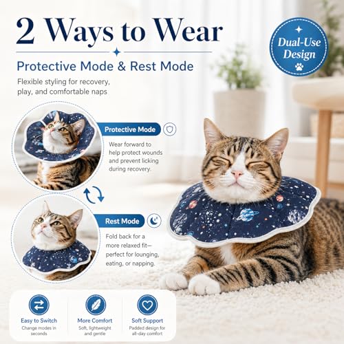 Cat Cone Collar Soft, Cat Recovery Collar to Stop Licking, Protective Cat Neck Cone After Surgery for Small Medium Cats Kittens Puppies - size: M(Neck: 9" - 11.5")