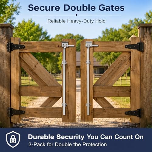 2 Pack,24" X 5/8" Cane Bolt Heavy Duty Drop Rod for Gate | Zinc Plating Gate Latch for Wooden Fence Metal Floor Latch Both Vertical and Horizontal