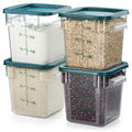 CURTA 4 Pack Food Storage Container with Green Lid - NSF Commercial Grade in 4.0 Qt - Square, Clear, Polycarbonate - color: 4.0 Qt 4-Pack(Green Lids)