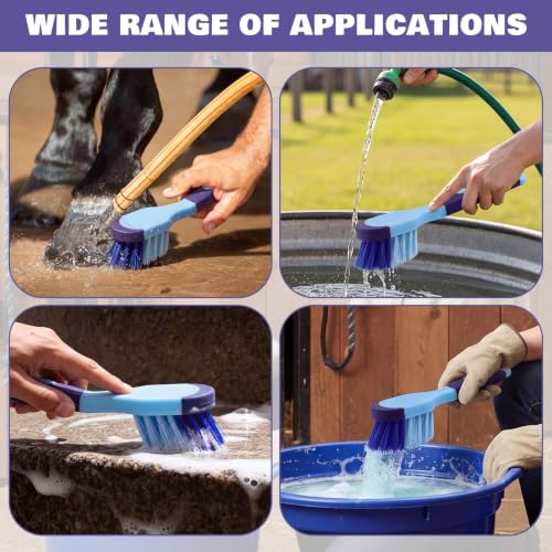 2 Pack 10" Horse Bucket Brush, Horse Bucket and Trough Scrub Brush, Water Buckets Brushes for Livestock Farm Equine Water Buckets Feed Trough Non Slip Grip Durable Synthetic Fiber (Blue) - color: Blue