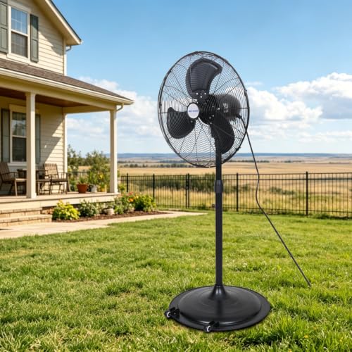 BILT HARD 20" 5200 CFM Outdoor Pedestal Fan, 3-Speed Heavy Duty Oscillating Metal Stand Fan with GFCI Plug, Waterproof Industrial Fan with Wheels for Commercial, Patios, Garage, Warehouse - size: 20 in. Outdoor Fan