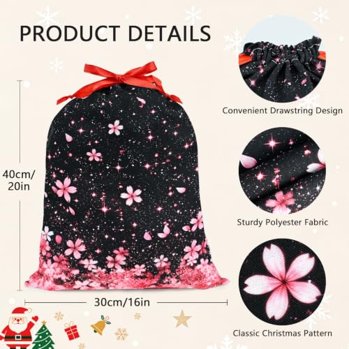 KzgtY Cherry Blossoms 2PCS Gift Bags with Drawstring, 16 x 12 Inch Reusable Present Sacks for Christmas,Brithday, Holidays,Parties & Gift Packaging - color: Cherry Blossoms
