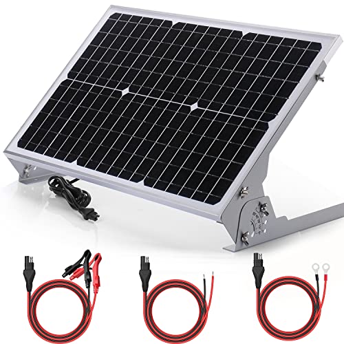 SUNER POWER 30W 12V Solar Battery Charger Maintainer, Built-in Smart MPPT Charge Controller, Adjustable Mount Bracket, Waterproof 30 Watt Solar Panel Kits for Car Automotive Boat Marine RV Trailer - size: 30W PRO