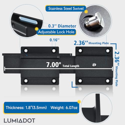 7" Flip Gate Latch Lock for Wooden Fence with Padlock Hole | Aluminum Alloy Adjustable Security Latch, Rustproof Hardware for Outdoor Barn Shed Door Yard - size: 2 Pack