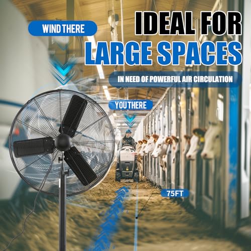 iLiving ILG8P30-72 Commercial Pedestal Floor Fan, 30-Inch, Industrial Heavy Duty Floor Standing Fan with 7261 CFM, Perfect for Home, Shop, Bedroom, Gym, Garage, Black